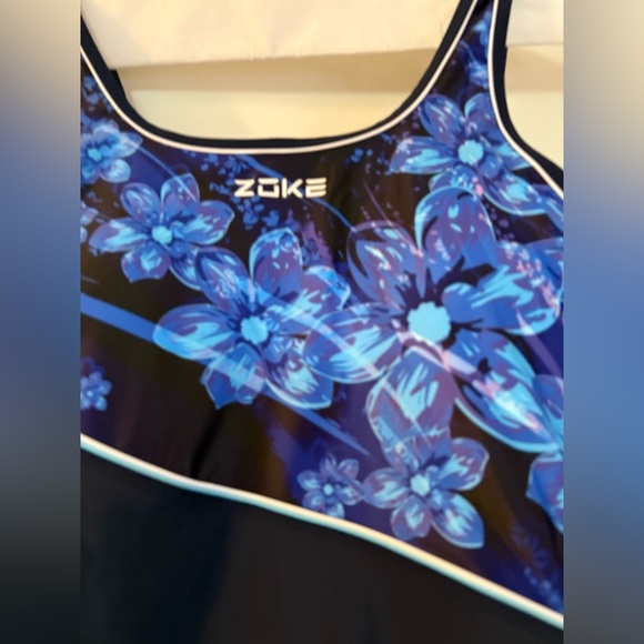 NEW- 2025 Full Coverage 
 Blue Floral Swimwear Bodysuit - Picture 6 of 11